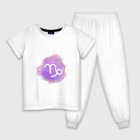 Детская пижама хлопок с принтом Козерог - космос в Петрозаводске, 100% хлопок |  брюки и футболка прямого кроя, без карманов, на брюках мягкая резинка на поясе и по низу штанин
 | восточный | знак | знак зодиака | зодиак | козерог | космос | небо | подарок | фиолетовый