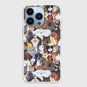 Чехол для iPhone 13 Pro с принтом Dogs в Петрозаводске,  |  | Тематика изображения на принте: cобака | доберман | животное | звери | кинолог | корги | милый | мордочка | овчарка | паттерн | пес | пудель | стикербомбинг | щенок | я люблю собак