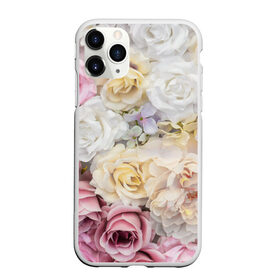 Чехол для iPhone 11 Pro Max матовый с принтом Нежные Цветы в Петрозаводске, Силикон |  | белый | розовый | розы | сирень | цветок