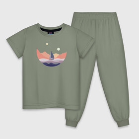 Детская пижама хлопок с принтом Яхта в океане в Петрозаводске, 100% хлопок |  брюки и футболка прямого кроя, без карманов, на брюках мягкая резинка на поясе и по низу штанин
 | лодка | море | океан | путешествия | яхта | яхтинг