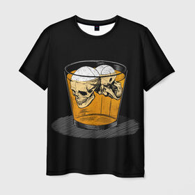 Мужская футболка 3D с принтом There is No Cure в Петрозаводске, 100% полиэфир | прямой крой, круглый вырез горловины, длина до линии бедер | arturcherkasov1995 | в стакане | виски | скелет | черепа