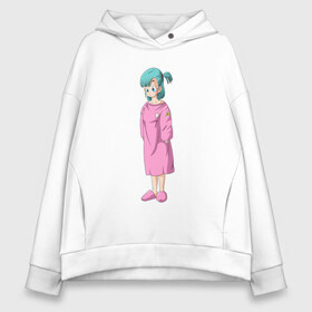 Женское худи Oversize хлопок с принтом Bulma Dragon Ball в Петрозаводске, френч-терри — 70% хлопок, 30% полиэстер. Мягкий теплый начес внутри —100% хлопок | боковые карманы, эластичные манжеты и нижняя кромка, капюшон на магнитной кнопке | Тематика изображения на принте: anime | anime and manga | anime girl | kawaii | manga | waifu | аниме | аниме и манга | вайфу | девушка | кавай | манга