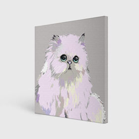 Холст квадратный с принтом Пушистый милый кот с грустным взглядом в Петрозаводске, 100% ПВХ |  | забавно | котята | няшно | цитата