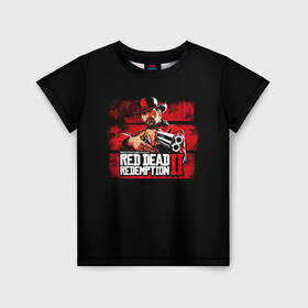 Детская футболка 3D с принтом red dead redemption 2 в Петрозаводске, 100% гипоаллергенный полиэфир | прямой крой, круглый вырез горловины, длина до линии бедер, чуть спущенное плечо, ткань немного тянется | action | red dead redemption 2 | rockstar games | вестерн | игра | ковбой | ружье | стрелялка | экшен