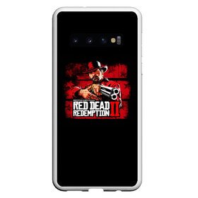 Чехол для Samsung Galaxy S10 с принтом red dead redemption 2 в Петрозаводске, Силикон | Область печати: задняя сторона чехла, без боковых панелей | action | red dead redemption 2 | rockstar games | вестерн | игра | ковбой | ружье | стрелялка | экшен