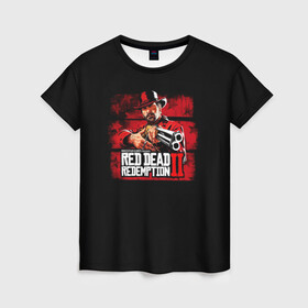 Женская футболка 3D с принтом red dead redemption 2 в Петрозаводске, 100% полиэфир ( синтетическое хлопкоподобное полотно) | прямой крой, круглый вырез горловины, длина до линии бедер | action | red dead redemption 2 | rockstar games | вестерн | игра | ковбой | ружье | стрелялка | экшен