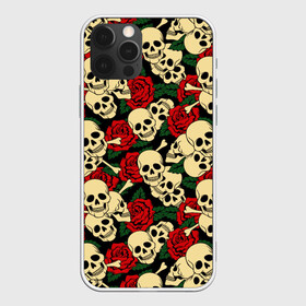 Чехол для iPhone 12 Pro Max с принтом Черепки с Розами в Петрозаводске, Силикон |  | skulls | xo | букет | градиент | животные | кости | мозги | паттерн | полосы | природа | розы | скелет | текстура | узор | хо | цветы | черепа | черный | яркий