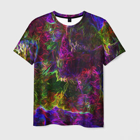 Мужская футболка 3D с принтом Энергия в красках в Петрозаводске, 100% полиэфир | прямой крой, круглый вырез горловины, длина до линии бедер | abstract | color | energy | gradient | neon | pattern | space | texture | абстрактный | абстракция | волны | всплеск | градиент | дым | искусство | космические | краски | красочный | неон | неоновый | сияние | текстура | туман