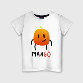Детская футболка хлопок с принтом МанГо в Петрозаводске, 100% хлопок | круглый вырез горловины, полуприлегающий силуэт, длина до линии бедер | маскот | персонаж | тропика | улыбка | фрукт