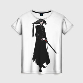 Женская футболка 3D с принтом Самурай в Петрозаводске, 100% полиэфир ( синтетическое хлопкоподобное полотно) | прямой крой, круглый вырез горловины, длина до линии бедер | демон | катана | меч | неко | самурай