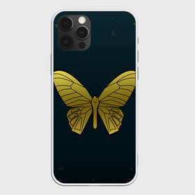 Чехол для iPhone 12 Pro Max с принтом Butterfly в Петрозаводске, Силикон |  | Тематика изображения на принте: бабочка | геомеирический | золотой | темный фон