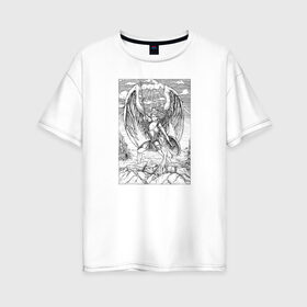 Женская футболка хлопок Oversize с принтом Celestial в Петрозаводске, 100% хлопок | свободный крой, круглый ворот, спущенный рукав, длина до линии бедер
 | angel | celestial | fantasy | warrior | ангел | воительница | небесная | руны | средневековье | фэнтези