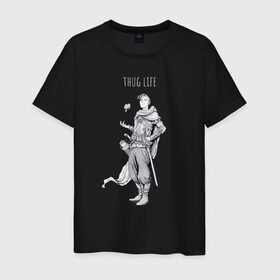 Мужская футболка хлопок с принтом Thug life black в Петрозаводске, 100% хлопок | прямой крой, круглый вырез горловины, длина до линии бедер, слегка спущенное плечо. | adventurer | fantasy | medival | thief | thug | вор | головорез | приключенец | средневековье | фэнтэзи