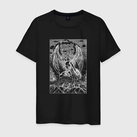 Мужская футболка хлопок с принтом Celestial black в Петрозаводске, 100% хлопок | прямой крой, круглый вырез горловины, длина до линии бедер, слегка спущенное плечо. | angel | celestial | fantasy | warrior | ангел | воительница | небесная | руны | средневековье | фэнтези