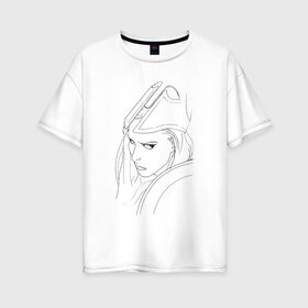 Женская футболка хлопок Oversize с принтом Warrior woman в Петрозаводске, 100% хлопок | свободный крой, круглый ворот, спущенный рукав, длина до линии бедер
 | fantasy | warrior | античность | воительница | доспехи | фэнтези
