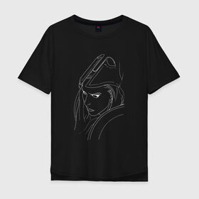 Мужская футболка хлопок Oversize с принтом Warrior woman black в Петрозаводске, 100% хлопок | свободный крой, круглый ворот, “спинка” длиннее передней части | fantasy | warrior | античность | воительница | доспехи | фэнтези
