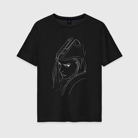 Женская футболка хлопок Oversize с принтом Warrior woman black в Петрозаводске, 100% хлопок | свободный крой, круглый ворот, спущенный рукав, длина до линии бедер
 | fantasy | warrior | античность | воительница | доспехи | фэнтези