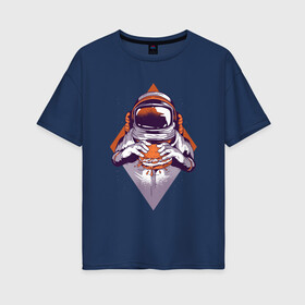 Женская футболка хлопок Oversize с принтом Астронавт с Бургером в Петрозаводске, 100% хлопок | свободный крой, круглый ворот, спущенный рукав, длина до линии бедер
 | astronaut | burger | elon | food | galaxy | man | mask | moon | moonwalker | musk | nasa | sandwich | space | space x | spaceman | spacex | universe | астрономия | вселенная | галактика | гамбургер | еда | илон | космонавт | маск | наса | скафан
