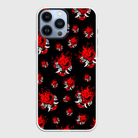 Чехол для iPhone 13 Pro Max с принтом SAMURAI 2077 PATTERN в Петрозаводске,  |  | Тематика изображения на принте: 2019 | cd project red | cyberpunk 2077 | cyberpunk fashion | hacker | keanu reeves | maelstrom | militech | night city | quadra | samurai | samurai cyberpunk 2077 | sci fi | trauma team | v | ви | киану ривз | киберпанк 2077 | логотип | роб