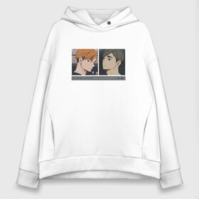 Женское худи Oversize хлопок с принтом Haikyuu!! Miya twins в Петрозаводске, френч-терри — 70% хлопок, 30% полиэстер. Мягкий теплый начес внутри —100% хлопок | боковые карманы, эластичные манжеты и нижняя кромка, капюшон на магнитной кнопке | Тематика изображения на принте: anime | atsumu | brothers | frame | friends | guys | haikyuu | inarizaki | miya | osamu | twins | аниме | близнецы