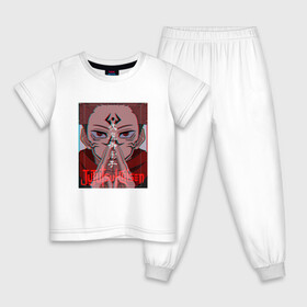 Детская пижама хлопок с принтом Итадори в Петрозаводске, 100% хлопок |  брюки и футболка прямого кроя, без карманов, на брюках мягкая резинка на поясе и по низу штанин
 | Тематика изображения на принте: jujutsu | jujutsu kaisen | kaisen | аниме | иероглифы | итадори | итадори юдзи | магическая битва | рёмен | рёмен сукуна | сукуна | юдзи | японские иероглифы
