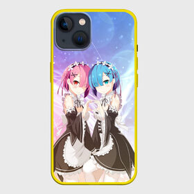 Чехол для iPhone 13 с принтом Рем и Рам в Петрозаводске,  |  | anime | ram | re zero | re: zero kara hajimeru isekai seikatsu | re: жизнь с нуля в альтернативном мире | rem | горничные | демон | рам | ре зеро | рем | рэм