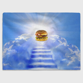 Плед 3D с принтом Райский бургер в Петрозаводске, 100% полиэстер | закругленные углы, все края обработаны. Ткань не мнется и не растягивается | food | hamburger | hot dog | ангел | блики | булка | булочка | бургер | бутерброд | вкусняшки | гамбургер | еда | котлета | лестница | лучи | небесный | небо | обжора | облака | пейзаж | природа | рай | сендвич