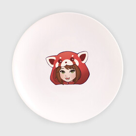 Тарелка с принтом Девочка-панда в Петрозаводске, фарфор | диаметр - 210 мм
диаметр для нанесения принта - 120 мм | аниме | девочка | красная панда | неко | панда | улыбка