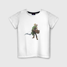 Детская футболка хлопок с принтом Лучник в Петрозаводске, 100% хлопок | круглый вырез горловины, полуприлегающий силуэт, длина до линии бедер | Тематика изображения на принте: лук | лучник | парень | странник | фэнтези | эльф