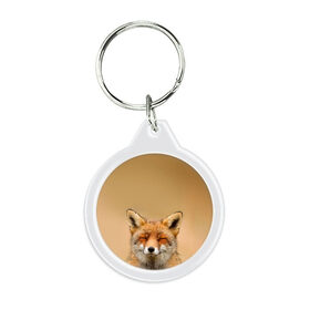 Брелок круглый с принтом Милая лисичка в Петрозаводске, пластик и полированная сталь | круглая форма, металлическое крепление в виде кольца | fox | foxy | животное | звери | лиса | лисенок | лисичка | милая | рыжая | фокс