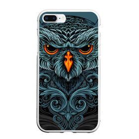 Чехол для iPhone 7Plus/8 Plus матовый с принтом Ornament Owl в Петрозаводске, Силикон | Область печати: задняя сторона чехла, без боковых панелей | арт | глаза | животные | обложка | орнамент | перья | птица | рисунок | рок | сова | татуировки