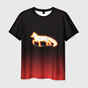 Мужская футболка 3D с принтом Светящаяся лиса в Петрозаводске, 100% полиэфир | прямой крой, круглый вырез горловины, длина до линии бедер | fox | арт | животные | лиса