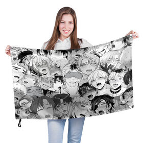 Флаг 3D с принтом Ахегао в Петрозаводске, 100% полиэстер | плотность ткани — 95 г/м2, размер — 67 х 109 см. Принт наносится с одной стороны | manga | yuri | аниме | аниме любовь | анимекун | ахегао | манга | парни | яой