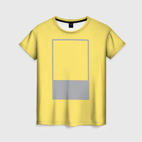 Женская футболка 3D с принтом Цвет года в Петрозаводске, 100% полиэфир ( синтетическое хлопкоподобное полотно) | прямой крой, круглый вырез горловины, длина до линии бедер | 13 0647 illuminating | 17 5104 ultimate gray | 2021 | pantone
