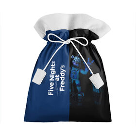 Подарочный 3D мешок с принтом Five Nights At Freddy в Петрозаводске, 100% полиэстер | Размер: 29*39 см | 5 ночей с фредди | five nights at freddys | fnaf | игра | игрок | книга | логотип | пиццерия | подарок | половина | синий | страшилка | фнаф | фредди