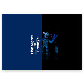 Поздравительная открытка с принтом Five Nights At Freddy в Петрозаводске, 100% бумага | плотность бумаги 280 г/м2, матовая, на обратной стороне линовка и место для марки
 | 5 ночей с фредди | five nights at freddys | fnaf | игра | игрок | книга | логотип | пиццерия | подарок | половина | синий | страшилка | фнаф | фредди