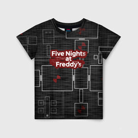 Детская футболка 3D с принтом Five Nights At Freddy в Петрозаводске, 100% гипоаллергенный полиэфир | прямой крой, круглый вырез горловины, длина до линии бедер, чуть спущенное плечо, ткань немного тянется | 5 ночей с фредди | five nights at freddys | fnaf | игра | игрок | книга | логотип | пиццерия | подарок | страшилка | схема | фнаф | фредди