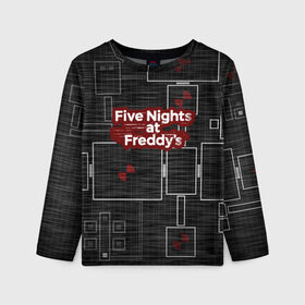 Детский лонгслив 3D с принтом Five Nights At Freddy в Петрозаводске, 100% полиэстер | длинные рукава, круглый вырез горловины, полуприлегающий силуэт
 | 5 ночей с фредди | five nights at freddys | fnaf | игра | игрок | книга | логотип | пиццерия | подарок | страшилка | схема | фнаф | фредди