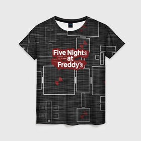Женская футболка 3D с принтом Five Nights At Freddy в Петрозаводске, 100% полиэфир ( синтетическое хлопкоподобное полотно) | прямой крой, круглый вырез горловины, длина до линии бедер | 5 ночей с фредди | five nights at freddys | fnaf | игра | игрок | книга | логотип | пиццерия | подарок | страшилка | схема | фнаф | фредди