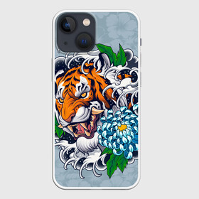 Чехол для iPhone 13 mini с принтом Грозный Тигр в цветах (голова) в Петрозаводске,  |  | himiko | my hero academia | toga | моя геройская академия | химико тога