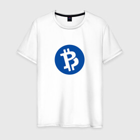 Мужская футболка хлопок с принтом Bitcoin в Петрозаводске, 100% хлопок | прямой крой, круглый вырез горловины, длина до линии бедер, слегка спущенное плечо. | bitcoin | btc | биткоин | валюта | деньги | криптовалюта