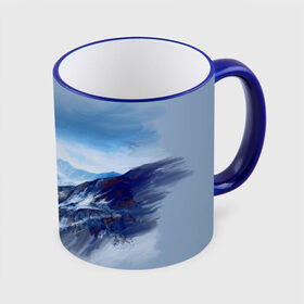 Кружка с принтом Серо-голубые горы в Петрозаводске, керамика | ёмкость 330 мл | арт | горы | живопись | кистью | краски | пейзаж | рисунок | серый