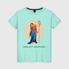 Женская футболка хлопок с принтом Здоровые воины в Петрозаводске, 100% хлопок | прямой крой, круглый вырез горловины, длина до линии бедер, слегка спущенное плечо | здоровье | маг | морковь | овощи | оранжевый