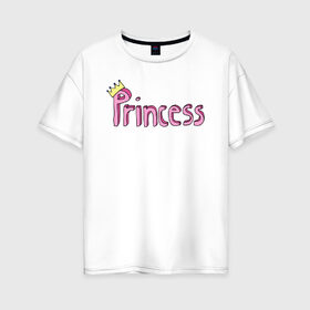 Женская футболка хлопок Oversize с принтом Princess в Петрозаводске, 100% хлопок | свободный крой, круглый ворот, спущенный рукав, длина до линии бедер
 | 1 годик | love | дети | детские | любовь | малыш | малыши | ребенок