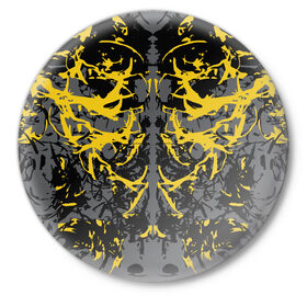 Значок с принтом Ужасы хорор в Петрозаводске,  металл | круглая форма, металлическая застежка в виде булавки | абстракция | жёлтый | кора | пятна | робот | ужасы | узор | фантастика | футуризм | хорор | цвета 2021