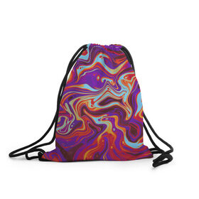 Рюкзак-мешок 3D с принтом colorful waves в Петрозаводске, 100% полиэстер | плотность ткани — 200 г/м2, размер — 35 х 45 см; лямки — толстые шнурки, застежка на шнуровке, без карманов и подкладки | abstract | colors | paint | pattern | violet | waves | абстракция | волны | краска | цветной