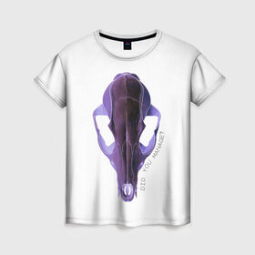Женская футболка 3D с принтом The Skull в Петрозаводске, 100% полиэфир ( синтетическое хлопкоподобное полотно) | прямой крой, круглый вырез горловины, длина до линии бедер | альтернатива | андеграунд | гот | готика | готический стиль | готы | фиолетовый череп | череп | череп животного