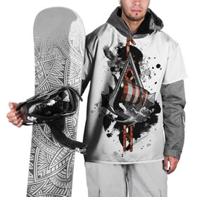 Накидка на куртку 3D с принтом Assassins Creed Valhalla Тату в Петрозаводске, 100% полиэстер |  | Тематика изображения на принте: ассасинс крид | викинги | графика | драккар | корабль | орел | руны | тату