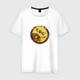 Мужская футболка хлопок с принтом bitcoin в Петрозаводске, 100% хлопок | прямой крой, круглый вырез горловины, длина до линии бедер, слегка спущенное плечо. | bitcoin | btc | биткоин | валюта | деньги | криптовалюта