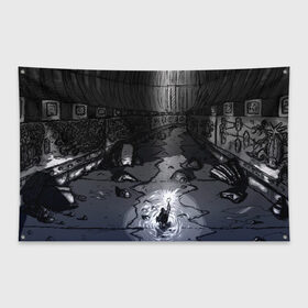 Флаг-баннер с принтом Lovecraft Лавкрафт в Петрозаводске, 100% полиэстер | размер 67 х 109 см, плотность ткани — 95 г/м2; по краям флага есть четыре люверса для крепления | lovecraft | говард филлипс лавкрафт | ктулху | лавкрафт | филлипс лавкрафт